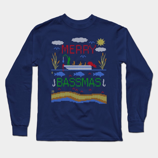 Funny Bass Fishing Merry Bassmas Ugly Christmas Sweater Shirt Long Sleeve T-Shirt by TeeCreations